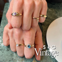 Vintage 9ct Solid Gold Topaz Diamond Ring - seolgold