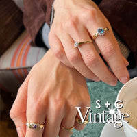 Vintage 9ct Solid Gold Topaz Diamond Ring - seolgold