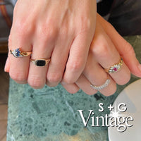 Vintage 9ct Solid Gold Sapphire & Diamond Cluster Ring - seolgold