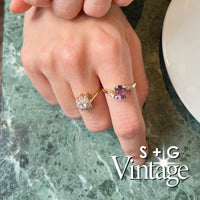 Vintage 9ct Solid Gold CZ Cluster Ring - seolgold