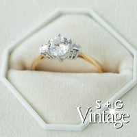 Diamond ring in a hexagonal box with 'S + G Vintage' branding - seolgold