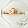Vintage-style ring with a cameo design in a hexagonal box, featuring the brand 'S + G Vintage' - seolgold