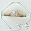 Diamond ring in a hexagonal white box with 'S + G Vintage' branding - seolgold