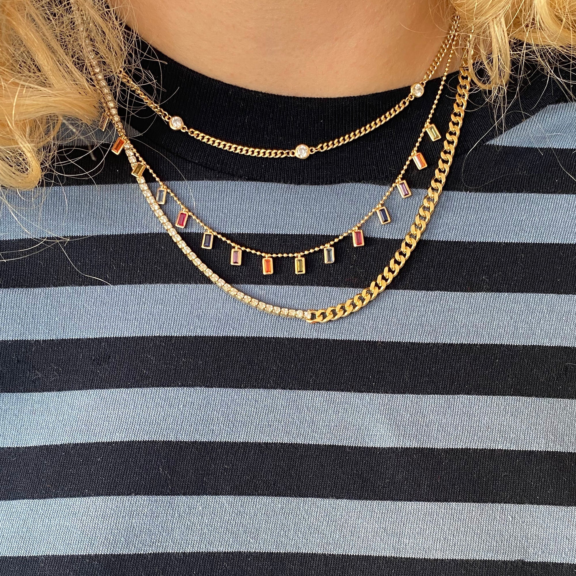 curb chain tennis necklace - seolgold