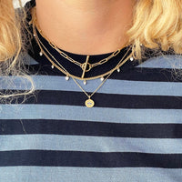 gold t bar necklace - seolgold 