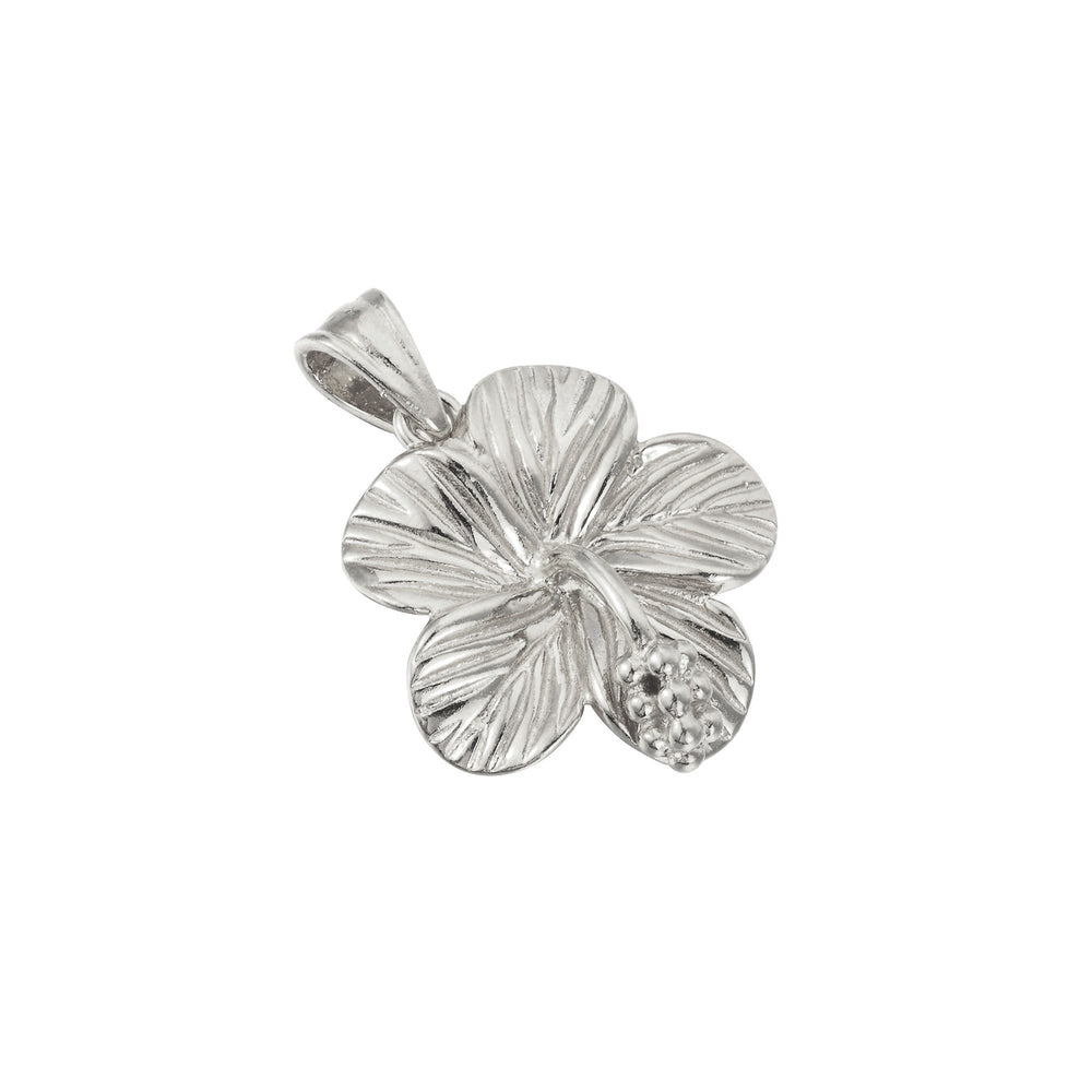 silver hibiscus flower charm - seolgold
