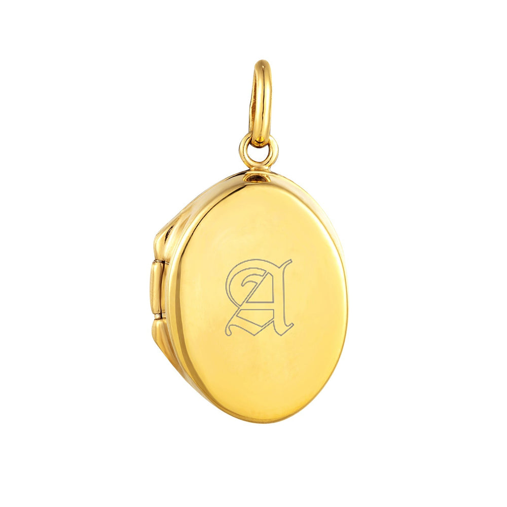 18ct Gold Vermeil Engravable Oval Locket Charm