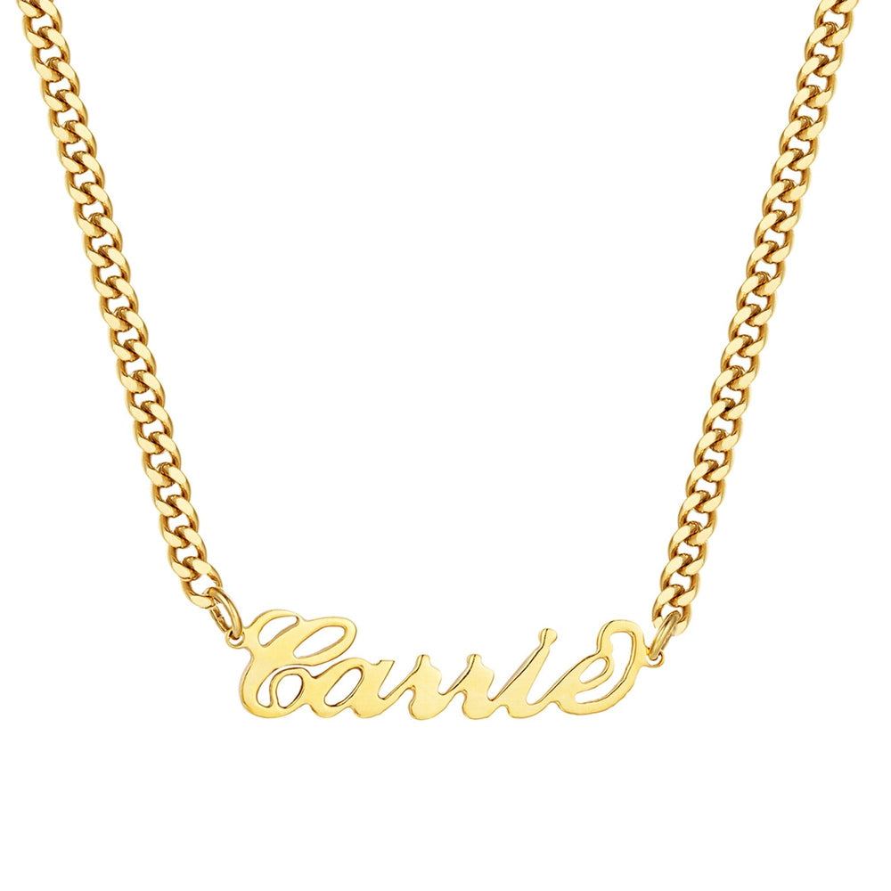 18ct Gold Vermeil Script Name Curb Necklace