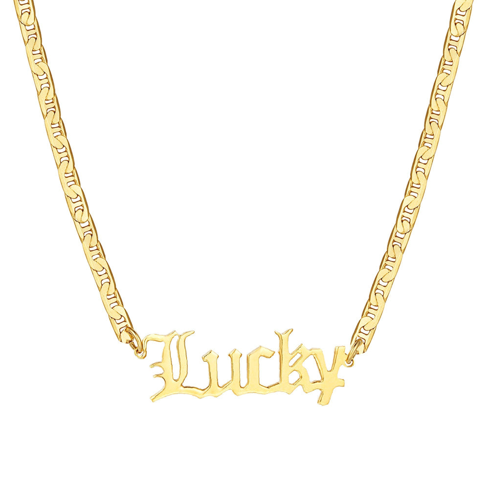 18ct Gold Vermeil Old English Name Mariner Necklace