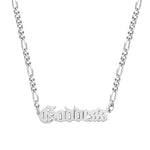 Sterling Silver Old English Name Figaro Necklace