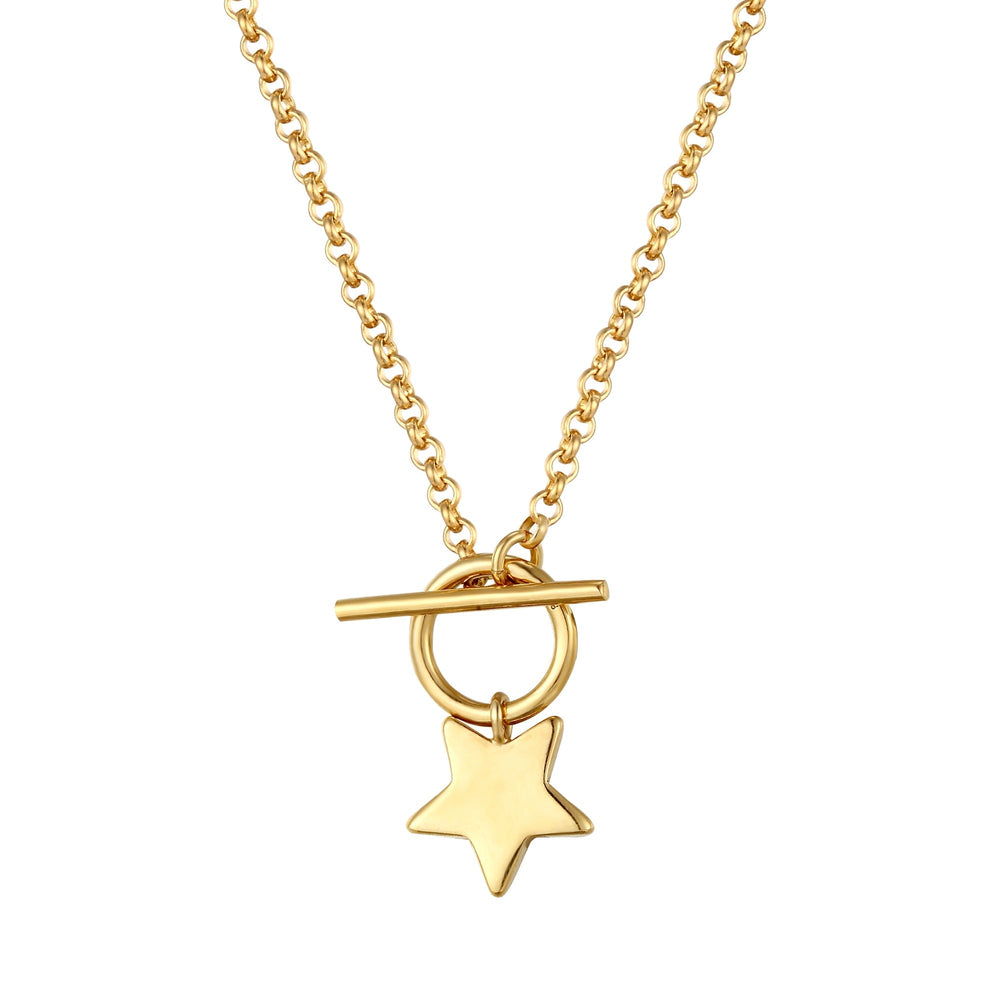 18ct Gold Vermeil Star Charm T-bar Necklace