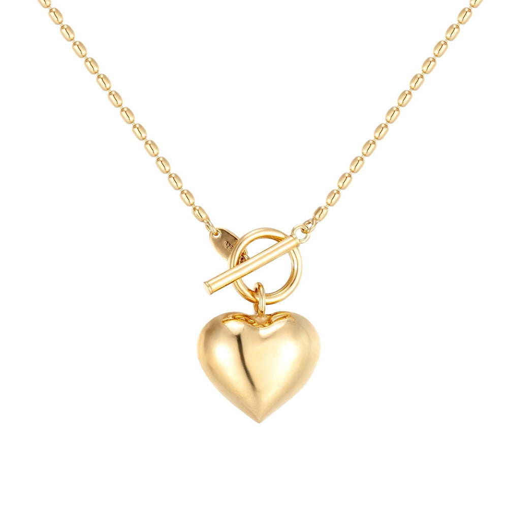 Seol gold - Bead heart T- Bar Necklace