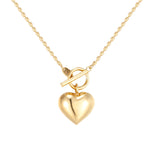 18ct Gold Vermeil Beaded Heart Charm T-bar Necklace