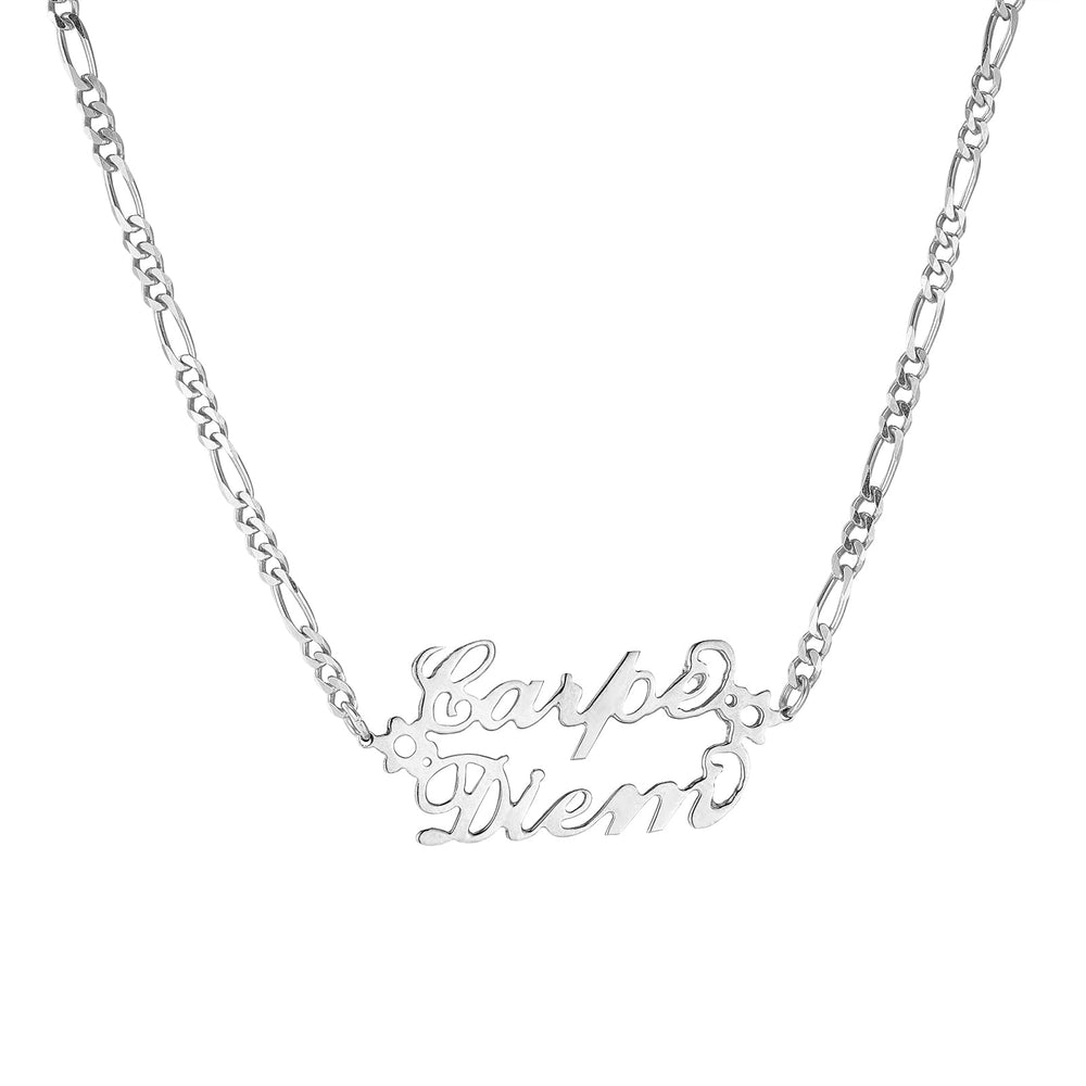 Sterling Silver Carpe Diem Figaro Necklace