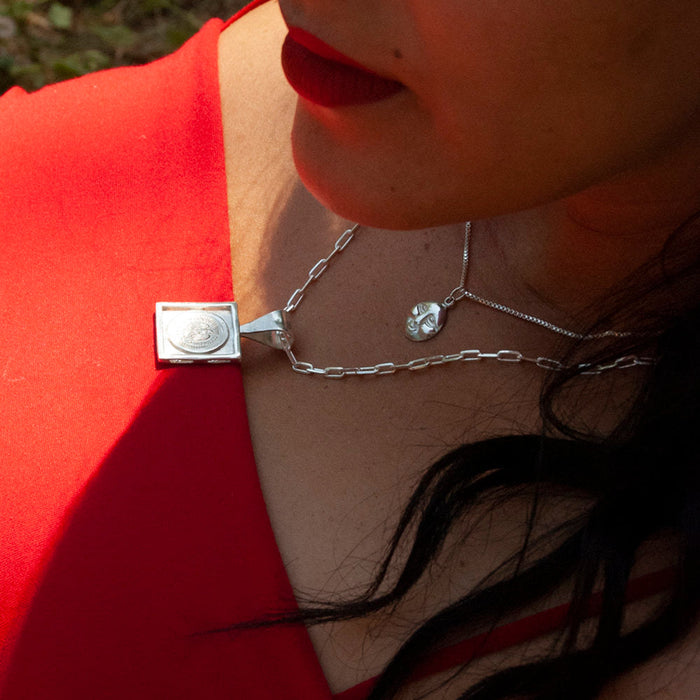 Square Mexican Medallion Coin Pendant - seol-gold