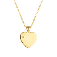 Heart cz Disc Pendant - Seol Gold