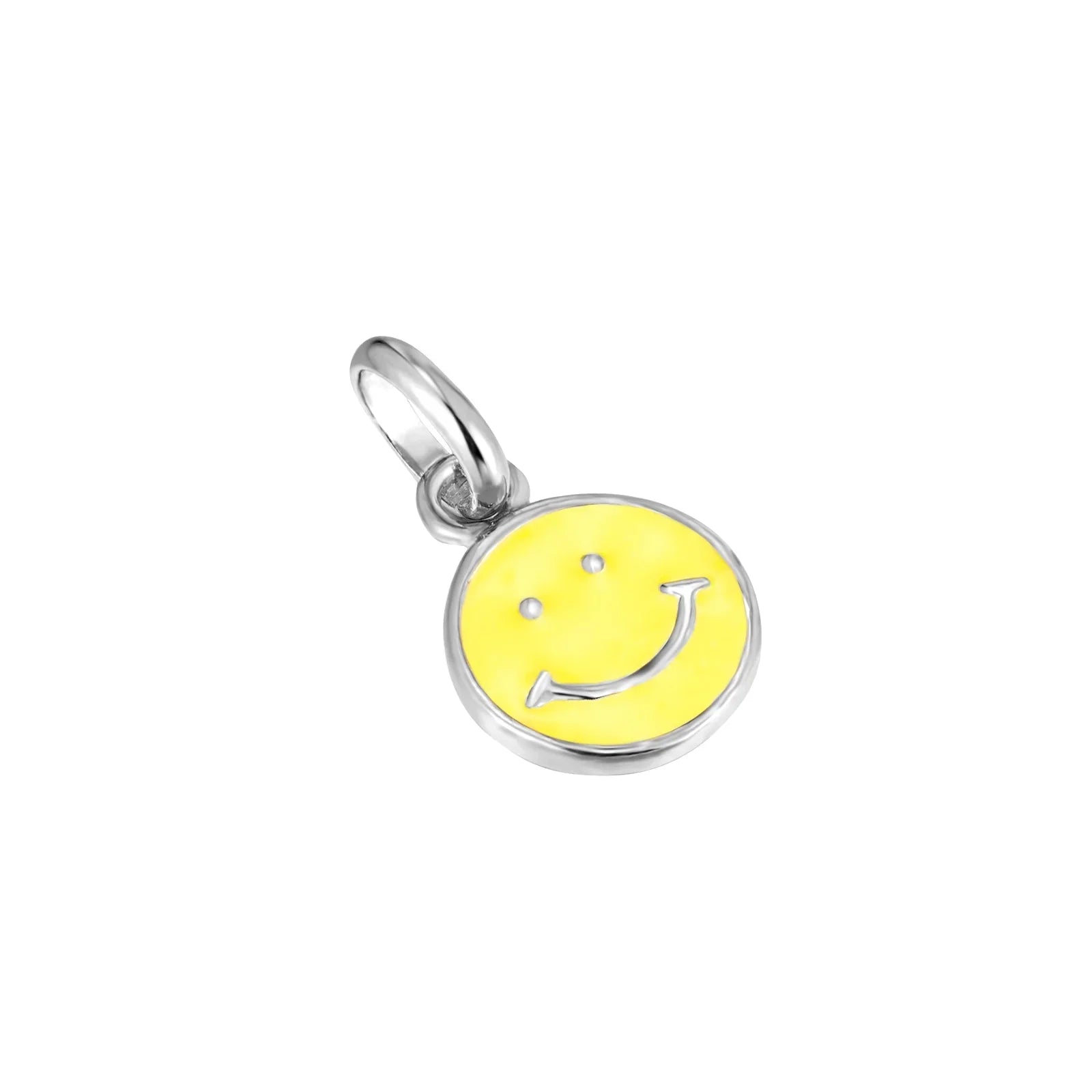 Sterling Silver Tiny Enamel Smile Face Charm