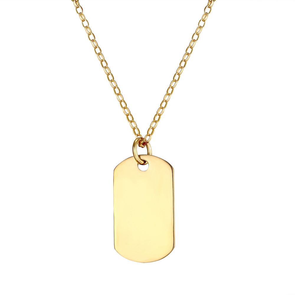 gold dog tag necklace - seolgold