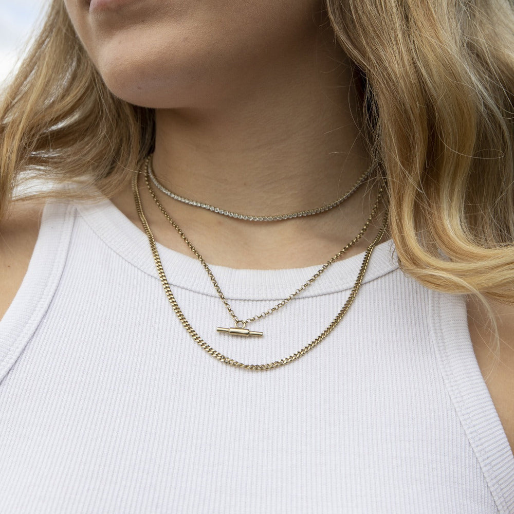 gold tbar necklace - seolgold