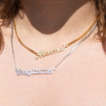 18ct Gold Vermeil Script Name Curb Necklace