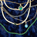 18ct Gold Vermeil Emerald CZ Snake Chain Necklace
