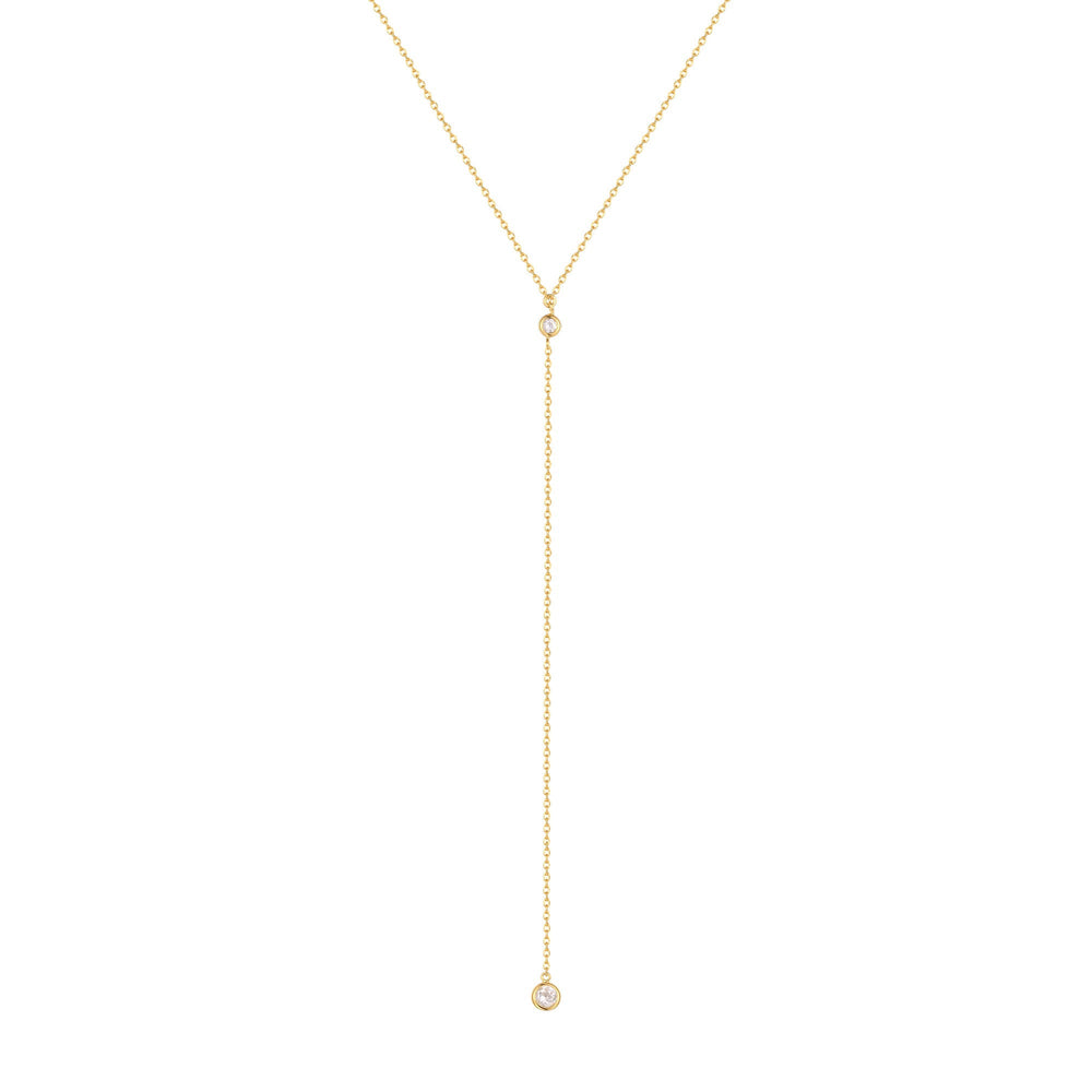 18ct Gold Vermeil Double CZ Lariat Necklace