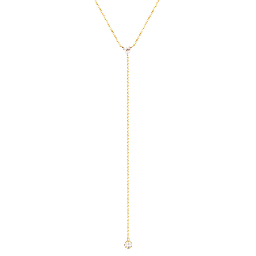 18ct Gold Vermeil Triple CZ Lariat Necklace