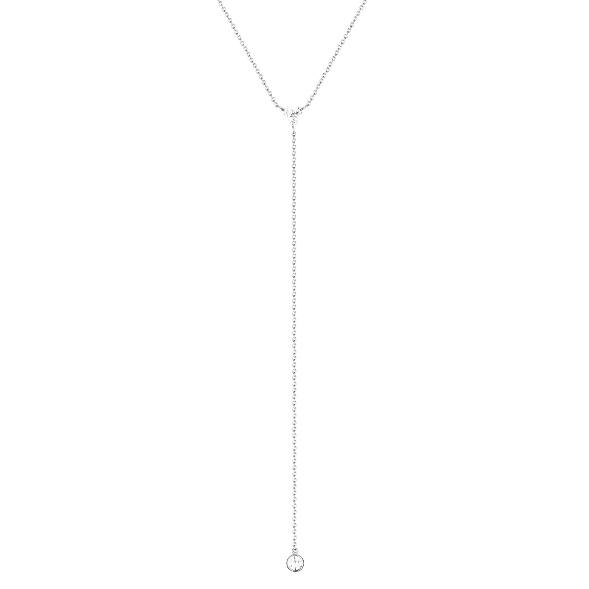 silver lariat Necklace - seol-gold