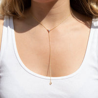 Triple CZ lariat necklace - seol-gold