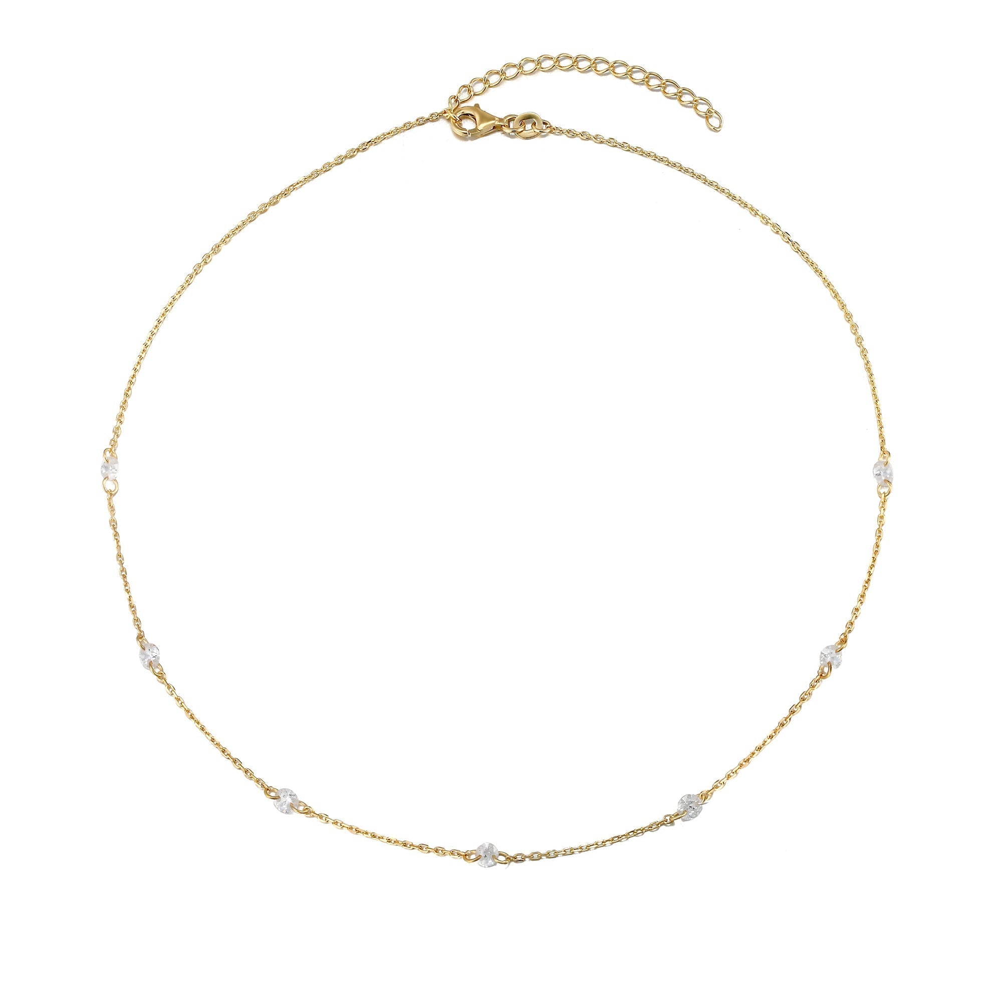 gold cz chain necklace - seolgold
