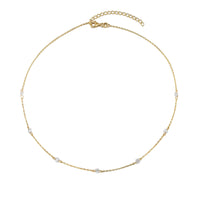 gold cz chain necklace - seolgold