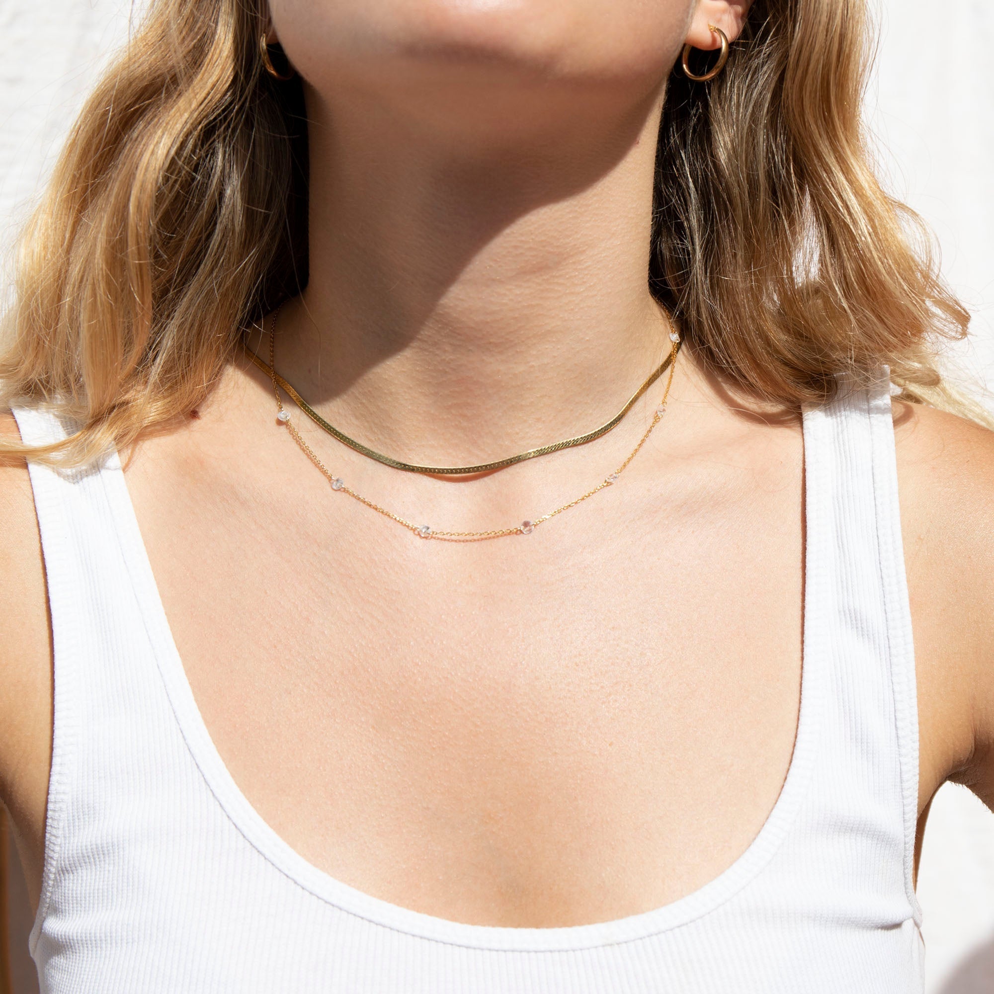 Floating CZ Bezel Necklace - seol-gold