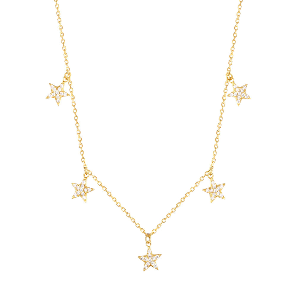 CZ Star Drop Charm Necklace