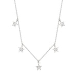 Sterling Silver CZ Star Drop Charm Necklace