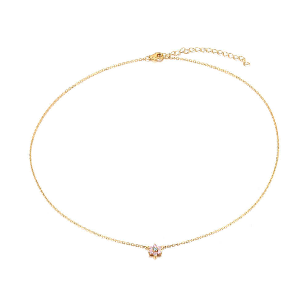 pink flower - necklace - seolgold