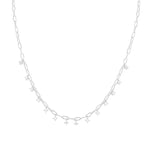 Sterling Silver CZ Charm Cable Chain