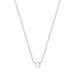 Sterling Silver Solitaire Scalloped Bezel Necklace