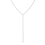 Sterling Silver Lariat Chain CZ Necklace