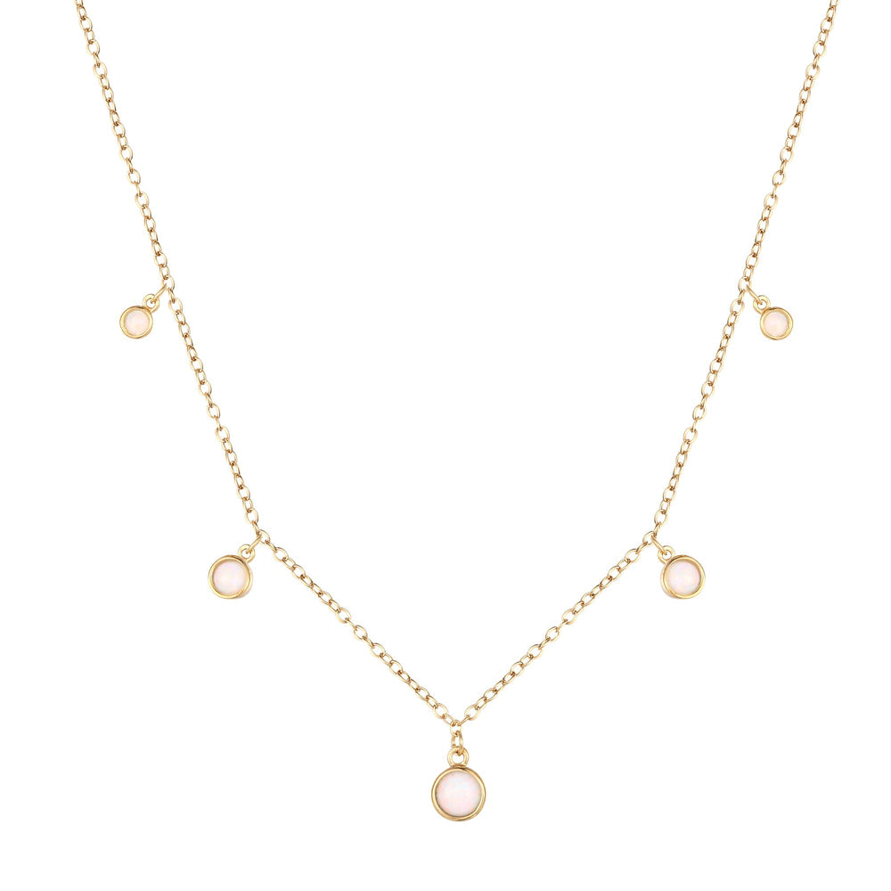 18ct Gold Vermeil Opal Bezel Charm Necklace