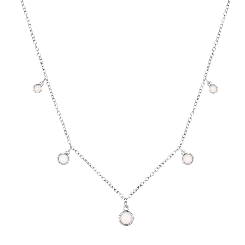 Sterling Silver Opal Bezel Charm Necklace