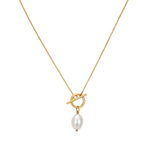 18ct Gold Vermeil Baroque Pearl T-Bar Necklace