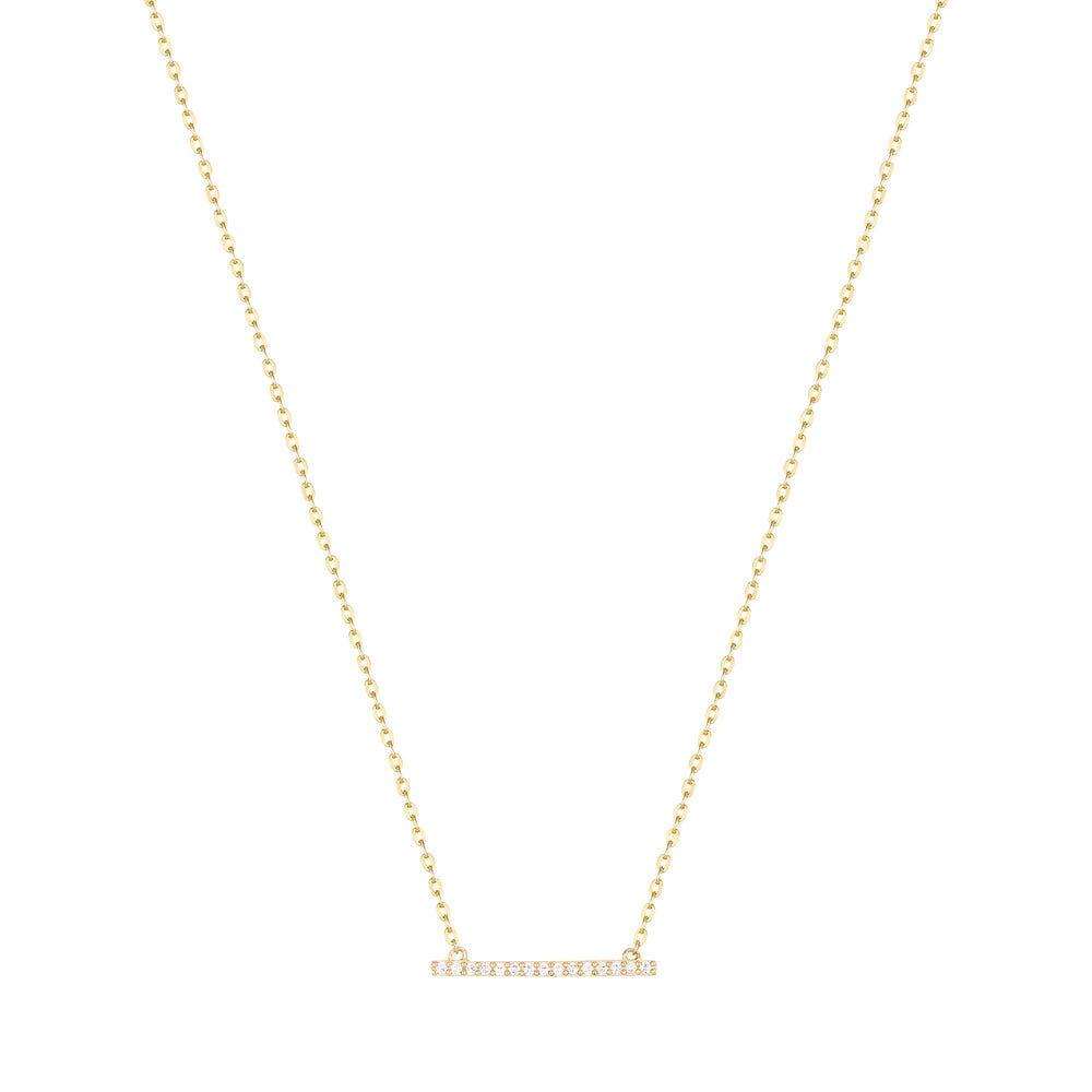 9ct Solid Gold CZ Parallel Bar Necklace