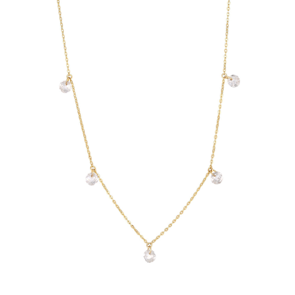 9ct Solid Gold CZ Charm Necklace
