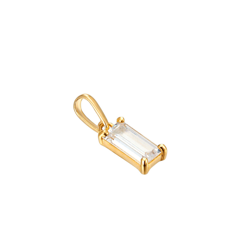 9ct Solid Gold Baguette CZ Charm