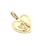 9ct Solid Gold Heart Cherub Pendant
