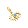 A 9ct solid gold pendant with an enamel eye design, displayed against a white background - seolgold