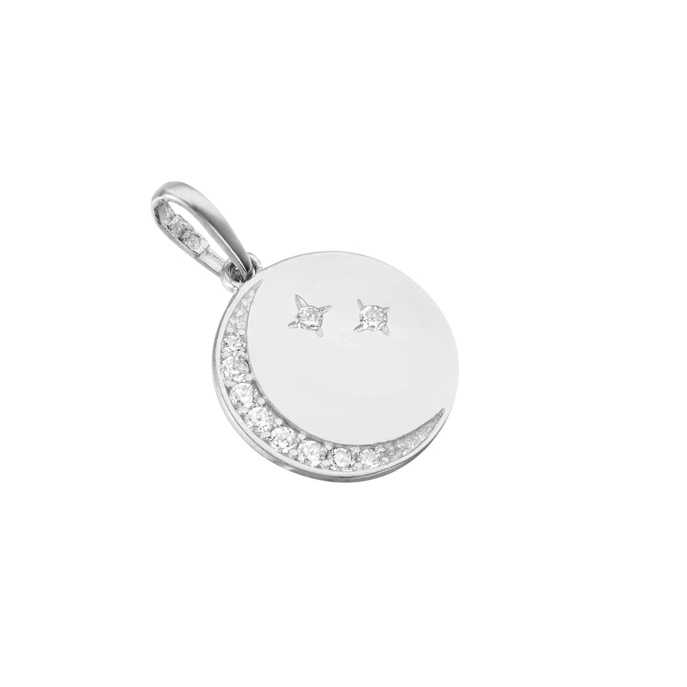 Sterling Silver Moon and Star Medallion Pendant