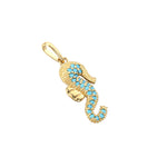 9ct Solid Gold Turquoise Seahorse Charm