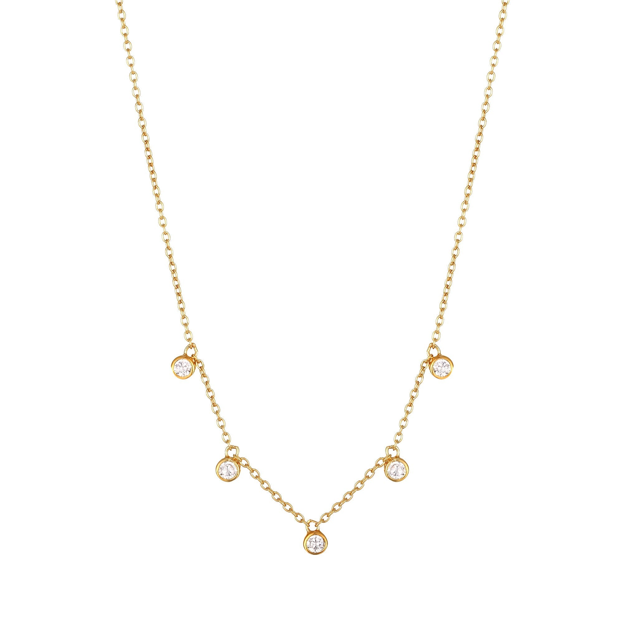 gold cubic zirconia necklace - seol-gold