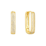 18ct Gold Vermeil Pave CZ Rectangle Hoops
